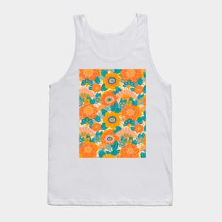 Orange Floral Print Tank Top